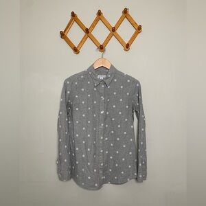 Women’s Southern Tide Dynamic Grey Emery Button Front Dot Shirt SZ S